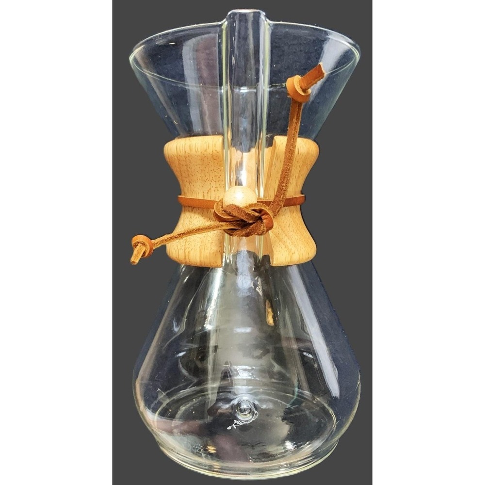 Modern Chemex Hourglass Pour Over Glass Coffee Maker 8 Cup Glass Carafe
